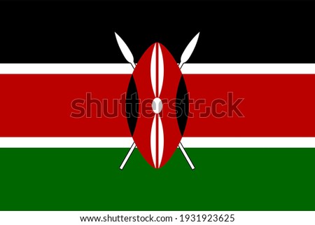 Vector flag of Kenya. Accurate dimensions and official colors. Symbol of patriotism and freedom. This file is suitable for digital editing and printing of any size.