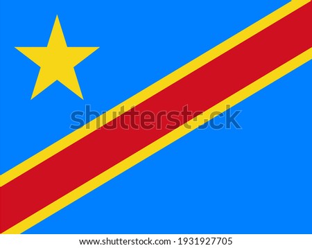 Vector flag of Democratic Republic of the Congo. Accurate dimensions and official colors. Symbol of patriotism and freedom. This file is suitable for digital editing and printing of any size.