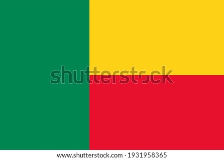 Vector flag of Benin. Accurate dimensions and official colors. Symbol of patriotism and freedom. This file is suitable for digital editing and printing of any size.