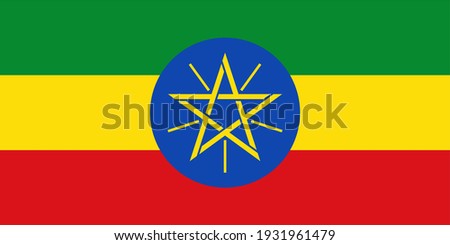 Vector flag of Ethiopia. Accurate dimensions and official colors. Symbol of patriotism and freedom. This file is suitable for digital editing and printing of any size.