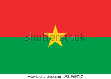 Vector flag of Burkina Faso. Accurate dimensions and official colors. Symbol of patriotism and freedom. This file is suitable for digital editing and printing of any size.