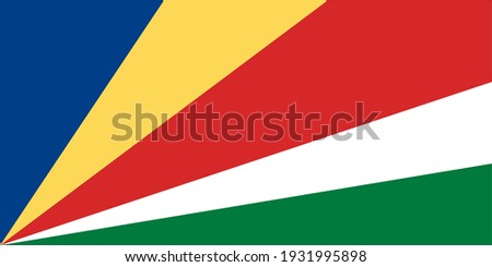 Vector flag of Seychelles. Accurate dimensions and official colors. Symbol of patriotism and freedom. This file is suitable for digital editing and printing of any size.