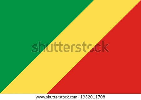 Vector flag of Republic of the Congo. Accurate dimensions and official colors. Symbol of patriotism and freedom. This file is suitable for digital editing and printing of any size.