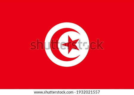 Vector flag of Tunisia. Accurate dimensions and official colors. Symbol of patriotism and freedom. This file is suitable for digital editing and printing of any size.