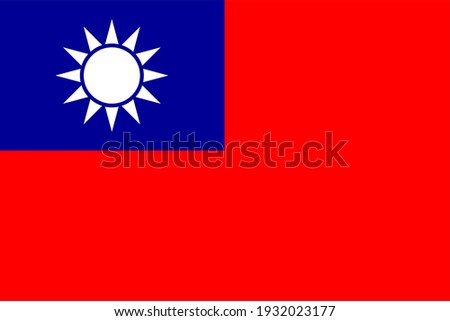 Vector flag of Taiwan. Accurate dimensions and official colors. Symbol of patriotism and freedom. This file is suitable for digital editing and printing of any size.