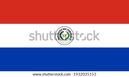 Vector flag of Paraguay. Accurate dimensions and official colors. Symbol of patriotism and freedom. This file is suitable for digital editing and printing of any size.