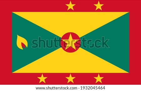 Vector flag of Grenada. Accurate dimensions and official colors. Symbol of patriotism and freedom. This file is suitable for digital editing and printing of any size.