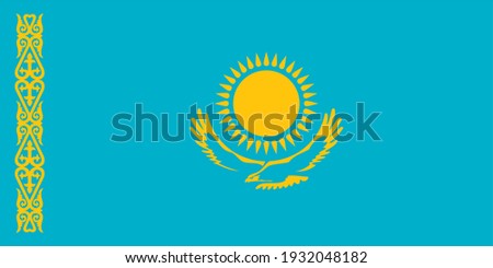 Vector flag of Kazakhstan. Accurate dimensions and official colors. Symbol of patriotism and freedom. This file is suitable for digital editing and printing of any size.