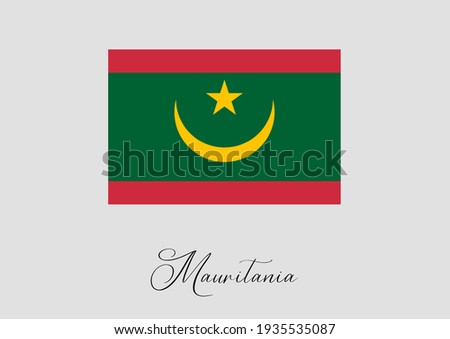 Flag of Mauritania and handwritten name of the country. Zdjęcia stock © 