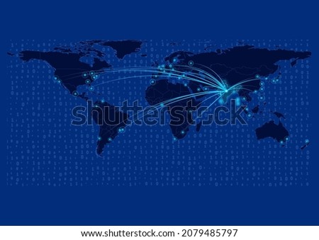 India map for technology or innovation or export concepts. Connections of the country to major cities around the world. File is suitable for digital editing and prints of all sizes.
