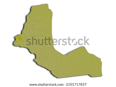 Western Bahr el Ghazal-S. Sudan map, shaded relief map of Western Bahr el Ghazal-S. Sudan. 3D render physical map. Stock foto © 