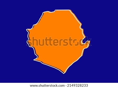 Outline map of Sierra Leone, stylized concept map of Sierra Leone. Orange map on blue background.