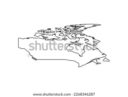 Minimalist vector map of Canada with smooth lines on white.