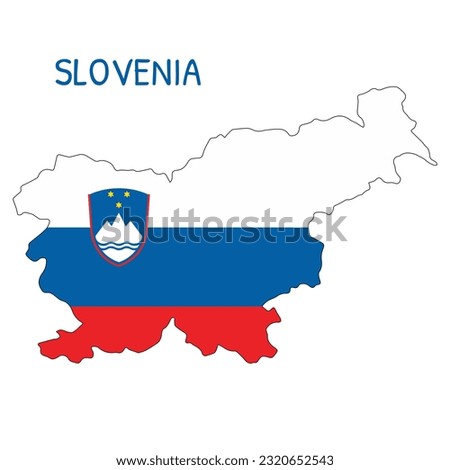 Slovenia National Flag Shaped as Country Map