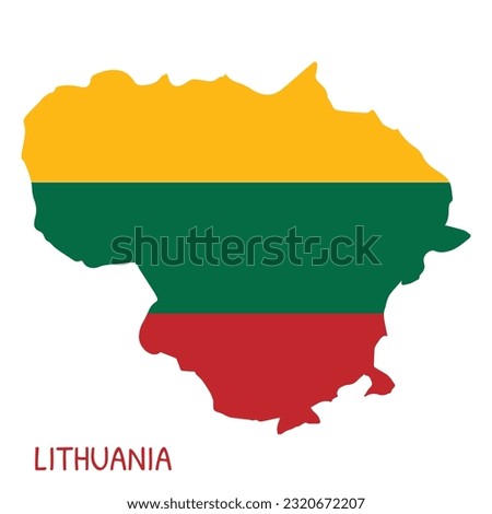 Lithuania National Flag Shaped as Country Map