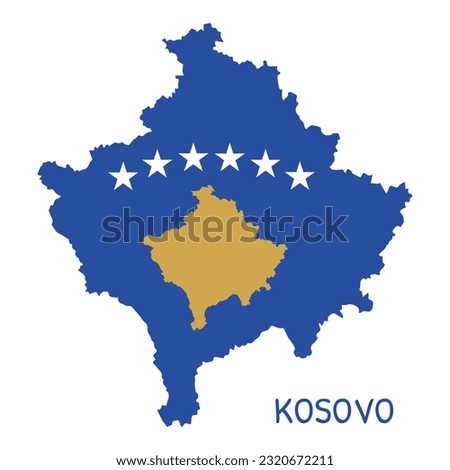 Kosovo National Flag Shaped as Country Map
