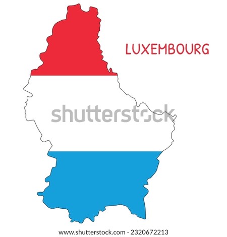 Luxembourg National Flag Shaped as Country Map