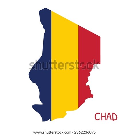 Chad National Flag Shaped as Country Map