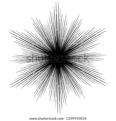 Rays of light. Irregular, chaotic beams. Tattoo design, yoga logo. Boho print, poster, t-shirt textile. EPS10 vector illustration