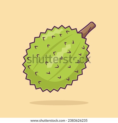 Durian Fruit cartoon vector icon illustration food nature icon concept isolated premium