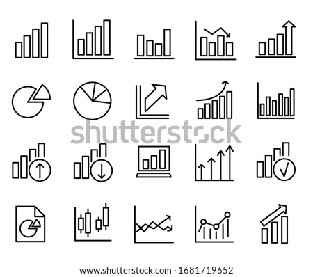 Chart and graph line icons set vector illustration
