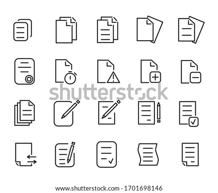 Simple Set of Documents Related Vector Line Icons