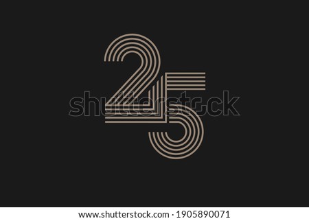 Number 25 Logo, Monogram Number 25 logo multi line style, usable for anniversary and business logos, flat design logo template, vector illustration