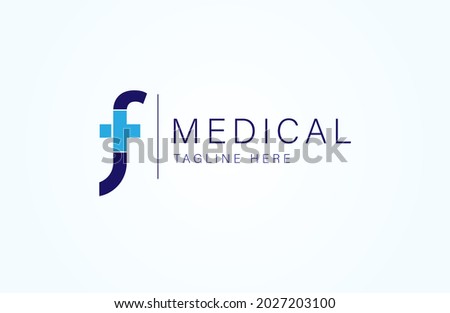 Medical logo, letter F with medical cross icon inside, flat logo design template, vector illustration Stock fotó © 