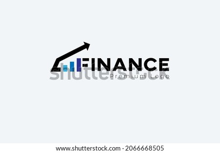 Finance typography Logo, Modern Chart and arrow combination with finance text,  Flat Design Logo Template, vector illustration