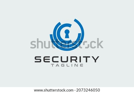 Security Logo, keyhole with digital style triple c combination, usable for brand and company logo, vector illustration