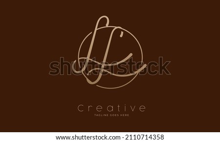 Initial LL Logo. hand drawn letter LL in circle with gold colour. usable for business. personal and company logos. vector illustration Stock fotó © 