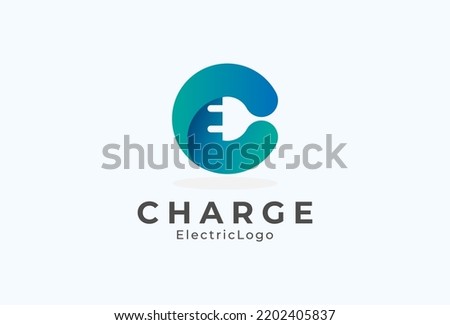 Abstract Letter C Electric Plug Logo, Letter C and Plug combination with gradient colour, flat design logo template, vector illustration