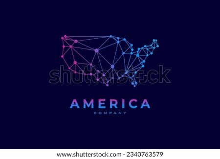 USA Map Logo, modern America logo with technology style, usable for technology and company logos