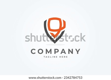 Initial VG or W9 Logo, monogram logo design combination of letters V and G forming shield, Flat Vector Logo Design Template, vector illustration