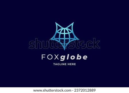 Fox Logo Design. fox head with globe combination. usable for technology and company logos. vector illustration