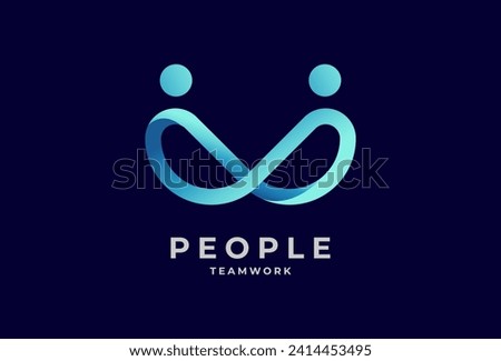 People logo design, human with infinity icon combination, people Logo design template element, vector illustration