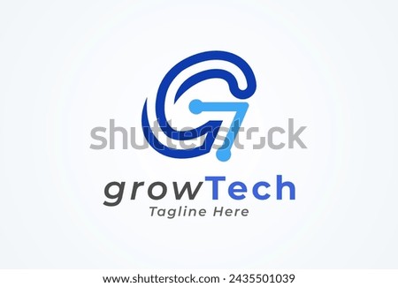 Letter G Technology Logo. letter G with tech style logo design inspiration. Flat Vector Logo Design. vector illustration