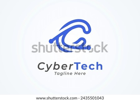 Letter C Technology Logo. letter C with tech style logo design inspiration. Flat Vector Logo Design. vector illustration