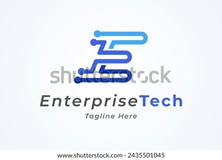 Letter E Technology Logo. letter E with tech style logo design inspiration. Flat Vector Logo Design. vector illustration