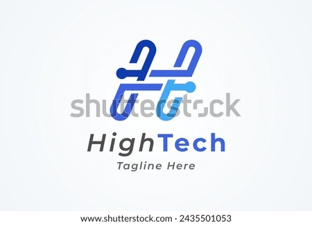 Letter H Technology Logo. letter H with tech style logo design inspiration. Flat Vector Logo Design. vector illustration