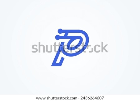 Letter P Technology Logo, letter P with tech style logo design inspiration, Flat Vector Logo Design, vector illustration