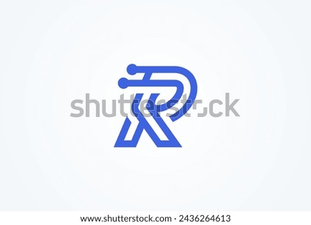 Letter R Technology Logo, letter R with tech style logo design inspiration, Flat Vector Logo Design, vector illustration