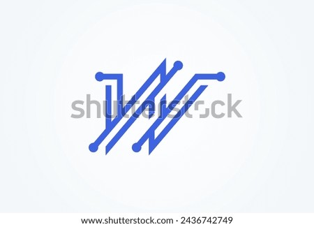 Letter W Technology Logo, letter W with tech style logo design inspiration, Flat Vector Logo Design, vector illustration
