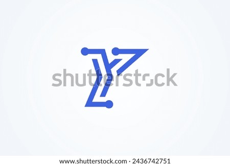 Letter Y Technology Logo, letter Y with tech style logo design inspiration, Flat Vector Logo Design, vector illustration
