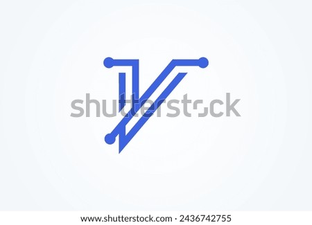 Letter V Technology Logo, letter V with tech style logo design inspiration, Flat Vector Logo Design, vector illustration