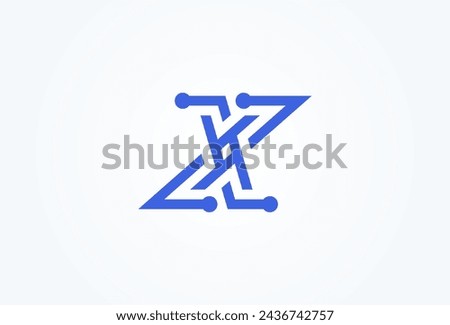Letter X Technology Logo, letter X with tech style logo design inspiration, Flat Vector Logo Design, vector illustration