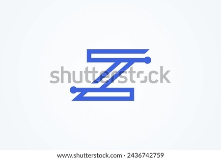 Letter Z Technology Logo, letter Z with tech style logo design inspiration, Flat Vector Logo Design, vector illustration