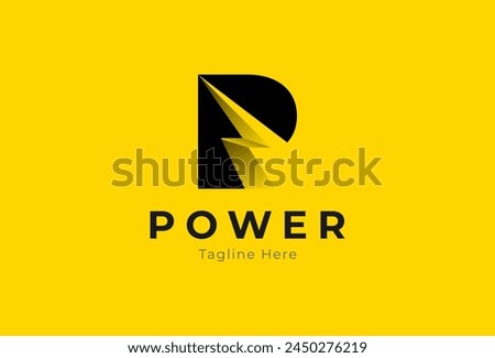 Letter P Power Energy logo. abstract letter P with lightning bolt combination, tunder bolt design logo template, vector illustration