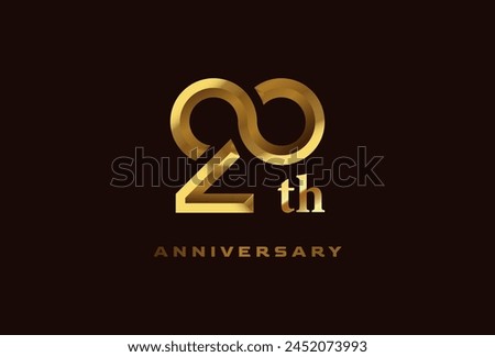 Golden 20 year anniversary celebration logo, Number 20 forming infinity icon, can be used for birthday and business logo templates, vector illustration