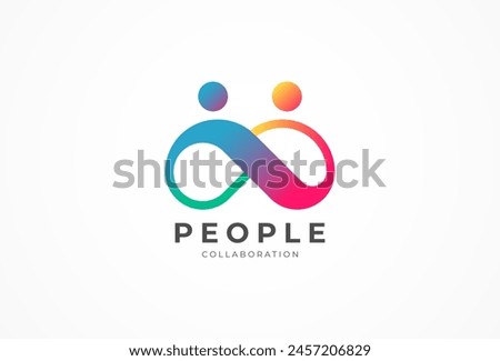 People logo design, human with infinity icon combination in gradient color, people logo design template design element, vector illustration